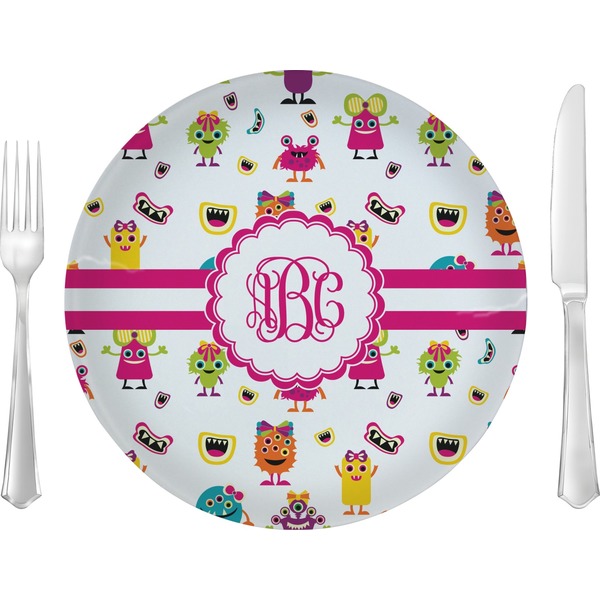 Custom Girly Monsters Glass Lunch / Dinner Plate 10" (Personalized)