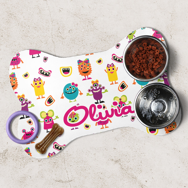 Girly Monsters Dog Bone Shaped Mat Lifestyle