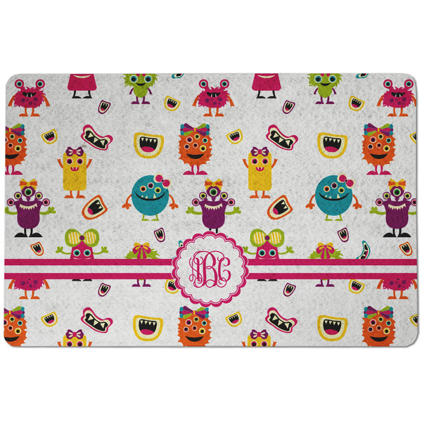 Custom Girly Monsters Dog Food Mat w/ Monogram