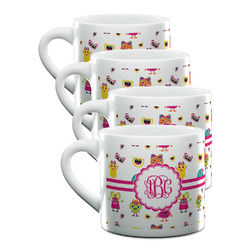 Girly Monsters Double Shot Espresso Cups - Set of 4 (Personalized)