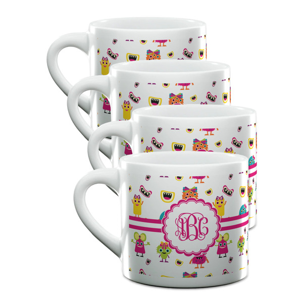 Custom Girly Monsters Double Shot Espresso Cups - Set of 4 (Personalized)