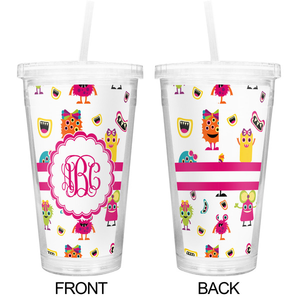 Girly Monsters Double Wall Tumbler with Straw - Approval