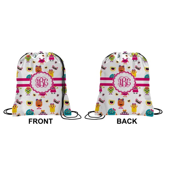 Girly Monsters Drawstring Backpack Front & Back Small