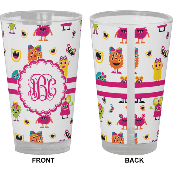 Girly Monsters Pint Glass - Full Color - Front & Back Views