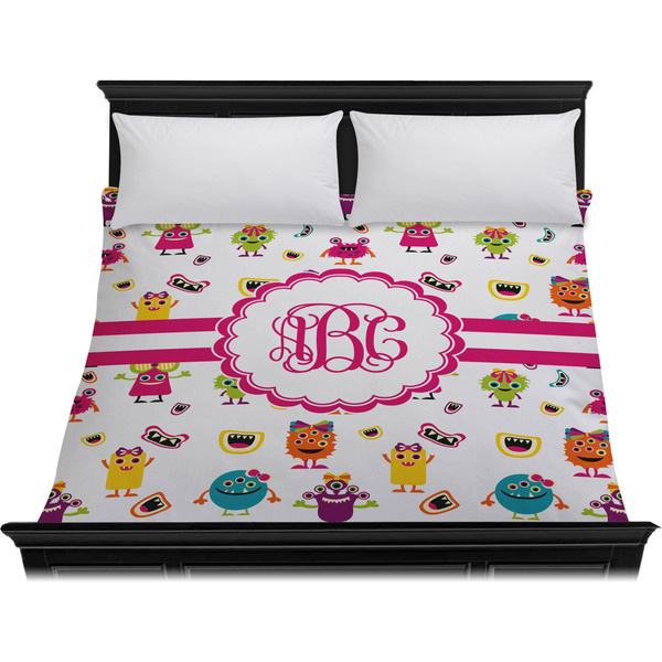 Girly Monsters Duvet Cover - King - On Bed - No Prop