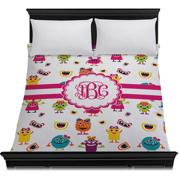 Girly Monsters Duvet Cover - Queen - On Bed - No Prop