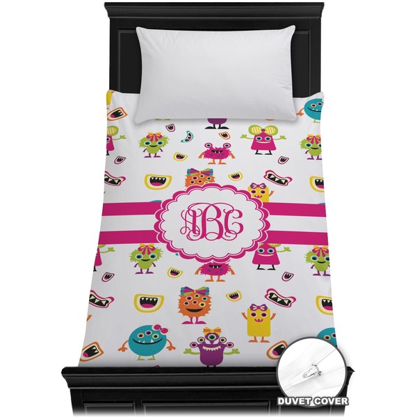 Custom Girly Monsters Duvet Cover - Twin (Personalized)