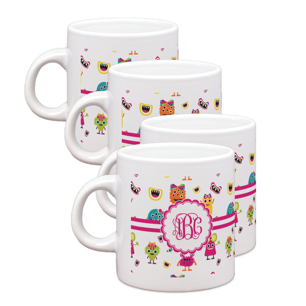 Custom Girly Monsters Single Shot Espresso Cups - Set of 4 (Personalized)