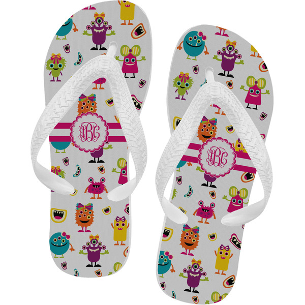 Custom Girly Monsters Flip Flops - XSmall (Personalized)