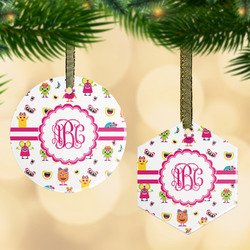 Girly Monsters Flat Glass Ornament w/ Monogram
