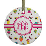 Girly Monsters Flat Glass Ornament - Round w/ Monogram