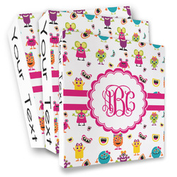 Girly Monsters 3 Ring Binder - Full Wrap (Personalized)