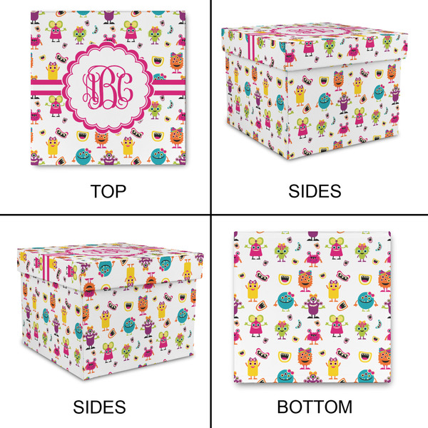 Girly Monsters Gift Boxes with Lid - Canvas Wrapped - Large - Approval