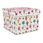 Girly Monsters Gift Box with Lid - Canvas Wrapped - Large (Personalized)
