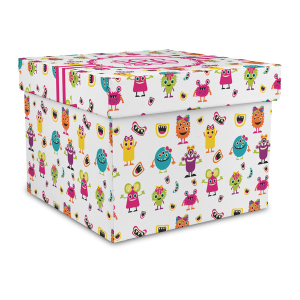 Custom Girly Monsters Gift Box with Lid - Canvas Wrapped - Large (Personalized)