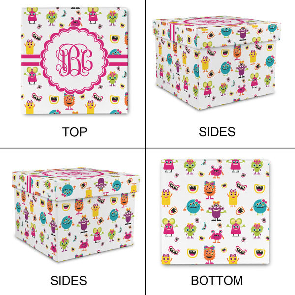 Girly Monsters Gift Boxes with Lid - Canvas Wrapped - Small - Approval