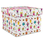 Girly Monsters Gift Box with Lid - Canvas Wrapped - X-Large (Personalized)