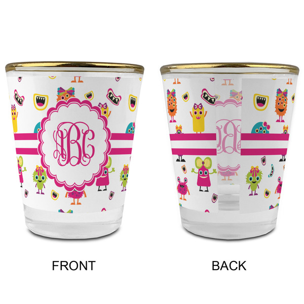 Girly Monsters Glass Shot Glass - with gold rim - APPROVAL
