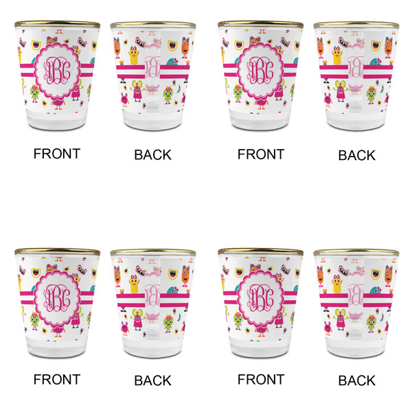 Girly Monsters Glass Shot Glass - with gold rim - Set of 4 - APPROVAL