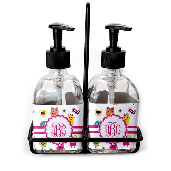 Custom Girly Monsters Glass Soap & Lotion Bottle Set (Personalized)