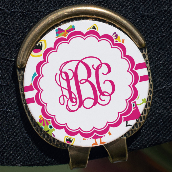 Girly Monsters Golf Ball Marker Hat Clip - Gold - Close Up