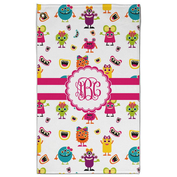 Custom Girly Monsters Golf Towel - Poly-Cotton Blend w/ Monograms