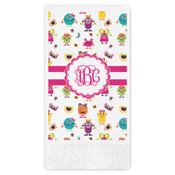 Girly Monsters Guest Napkins - Full Color - Embossed Edge (Personalized)