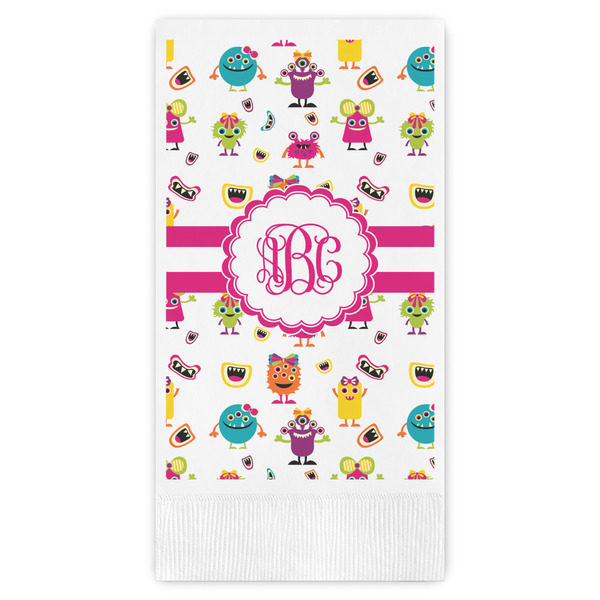 Custom Girly Monsters Guest Napkins - Full Color - Embossed Edge (Personalized)
