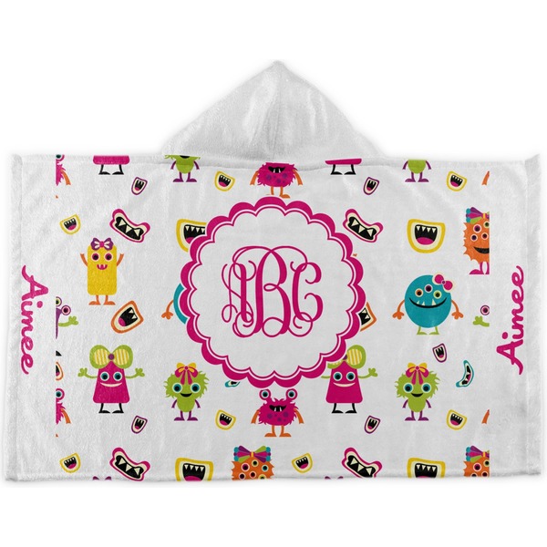 Custom Girly Monsters Kids Hooded Towel (Personalized)