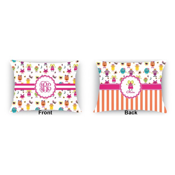 Girly Monsters  Indoor Rectangular Burlap Pillow (Front and Back)