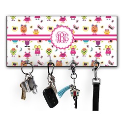 Girly Monsters Key Hanger w/ 4 Hooks w/ Monogram
