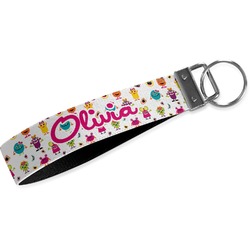 Girly Monsters Wristlet Webbing Keychain Fob (Personalized)