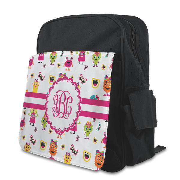 Custom Girly Monsters Preschool Backpack (Personalized)