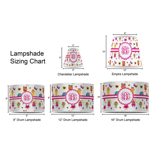 Girly Monsters Lampshade Sizing Chart
