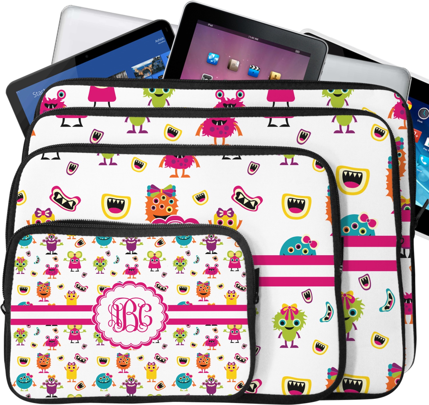 Custom Girly Monsters Laptop Sleeve / Case (Personalized) YouCustomizeIt