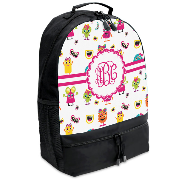 Custom Girly Monsters Backpacks - Black (Personalized)