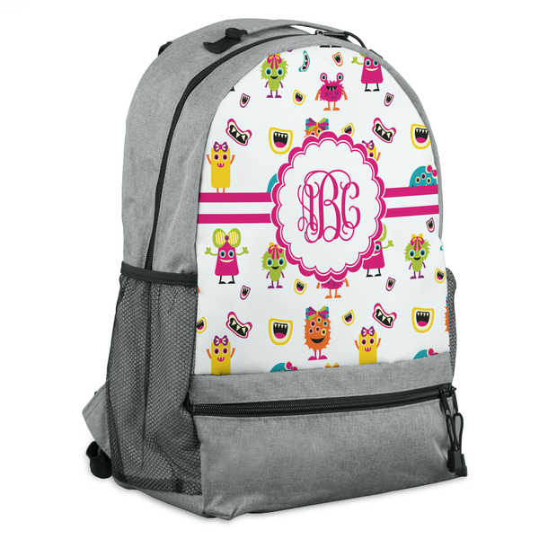 Custom Girly Monsters Backpack - Grey (Personalized)