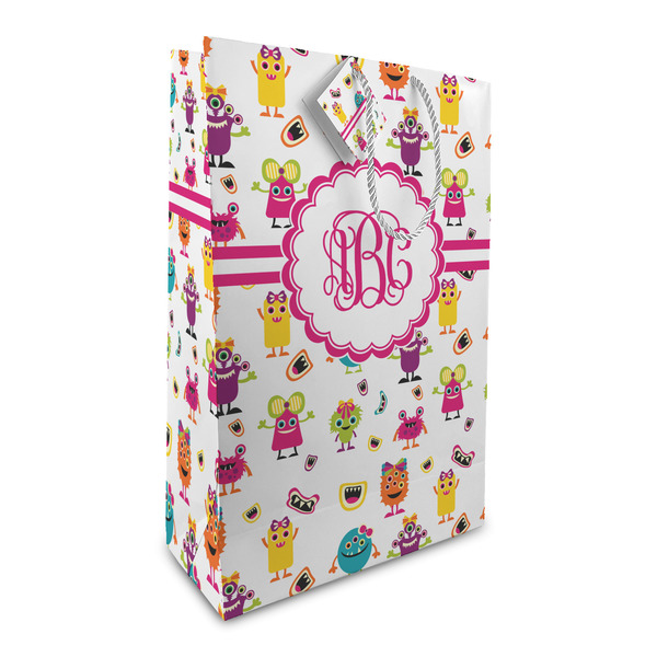 Custom Girly Monsters Large Gift Bag (Personalized)