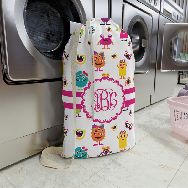 Girly Monsters Large Laundry Bag - In Context