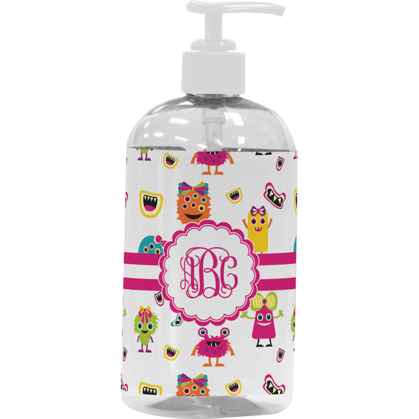 Custom Girly Monsters Plastic Soap / Lotion Dispenser (16 oz - Large - White) (Personalized)