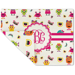 Girly Monsters Double-Sided Linen Placemat - Single w/ Monogram
