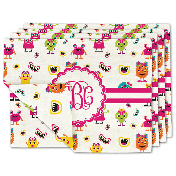 Custom Girly Monsters Linen Placemat w/ Monogram