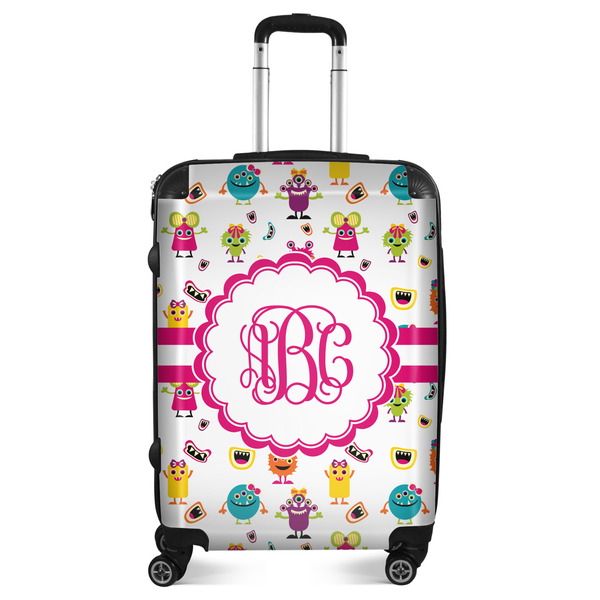 Custom Girly Monsters Suitcase - 24" Medium - Checked (Personalized)