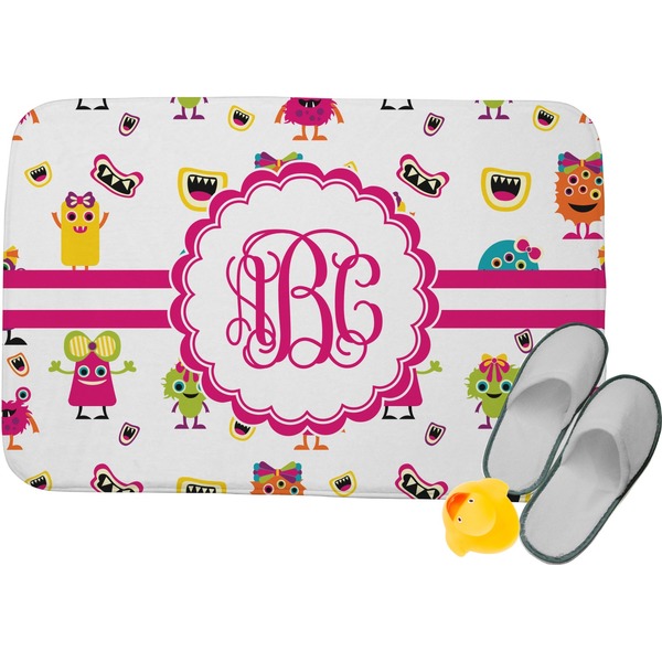 Custom Girly Monsters Memory Foam Bath Mat (Personalized)