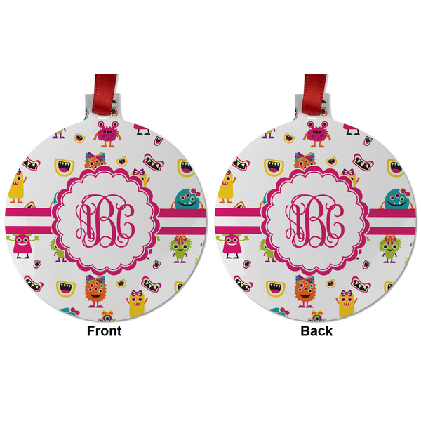 Girly Monsters Metal Ball Ornament - Front and Back