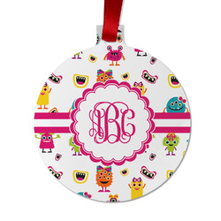Girly Monsters Metal Ball Ornament - Double Sided w/ Monogram