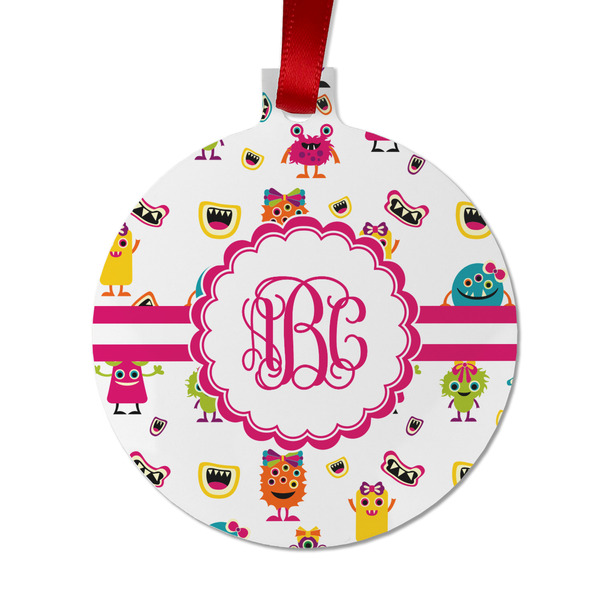 Girly Monsters Metal Ball Ornament - Front