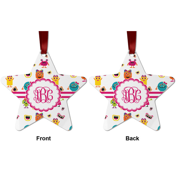 Girly Monsters Metal Star Ornament - Front and Back