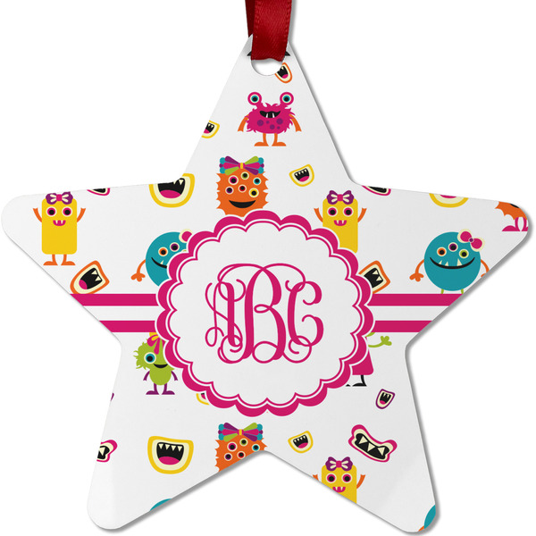 Girly Monsters Metal Star Ornament - Front