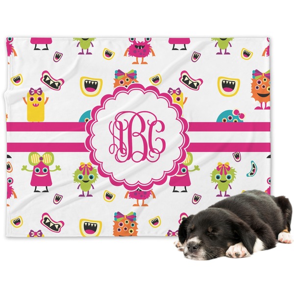 Custom Girly Monsters Dog Blanket - Regular (Personalized)